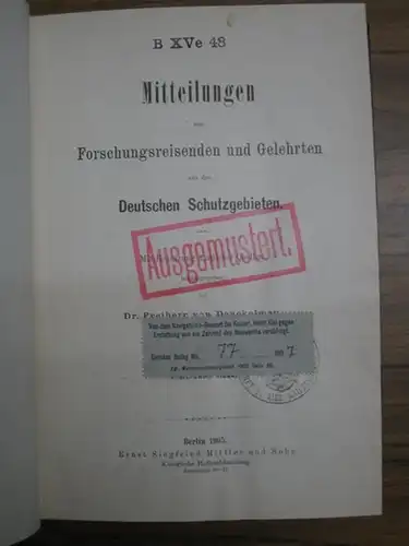 Danckelmann, Freiherr von (Hrsg.). - H. Böhler / Kurtz / Frh.v. Seefried und Prof. Ambronn / P. Sprigade / Dr. Koert / Oltn Förster /...