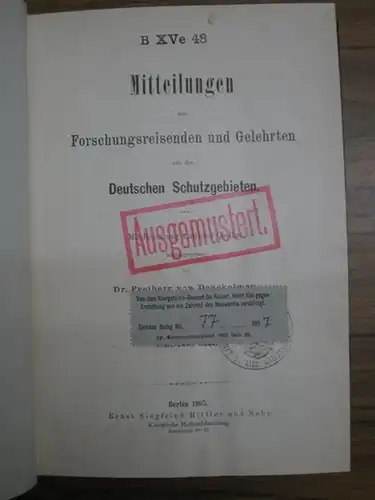 Danckelmann, Freiherr von (Hrsg.).   H. Böhler / Kurtz / Frh.v. Seefried und Prof. Ambronn / P. Sprigade / Dr. Koert / Oltn Förster.. 