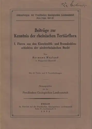 Preußische Geologische Landesanstalt (Hrsg.) / Hermann Weyland ( Autor ): Beiträge zur Kenntnis der rheinischen Tertiärflora. I. Floren aus den Kieseloolith- und Braunkohlenschichten der niederrheinischen...