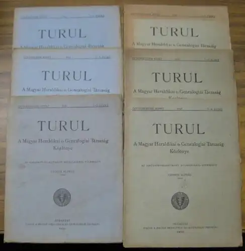 Turul. - Czobor Alfred ( Titkar ): Turul. Teljes évek 1941, 1942 es 1943, mindegyik az 1/2 és a 3/4 számokkal. A magyar heraldikai es genealogiai tarsasag közlönye. 