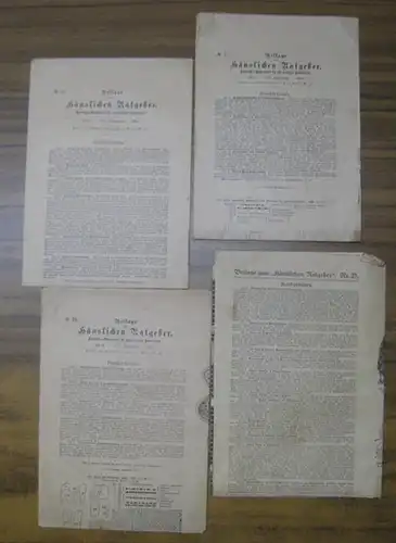Häuslicher Ratgeber. - Handarbeiten: Konvolut mit 4 Handarbeits - Beilagen zum ' Häuslichen Ratgeber ' , Nr. 19 von 1903 / No. 7 und 11 von 1905 / Nummer 25 von 1910. - Praktisches Wochenblatt für alle deutschen Hausfrauen. 