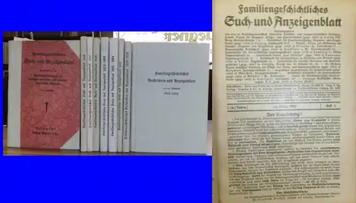 Familiengeschichtliches Such  und Anzeigenblatt / Arbeitsgemeinschaft der deutschen familien  und wappenkundlichen Vereine (Hrsg.): Familiengeschichtliches Such  und Anzeigenblatt / Familiengeschichtliches Nachrichten  und.. 