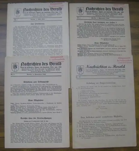Nachrichten des Herold.    Der Herold. Verein für Geschlechter , Wappen  und Siegelkunde.   Für den Inhalt verantwortlich: C. von Hugo:.. 