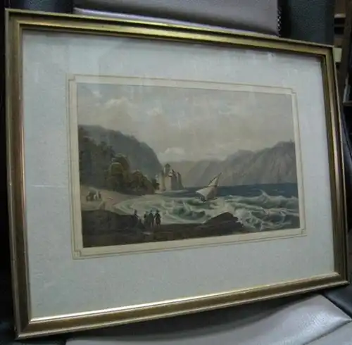 Schloss ( Chateau de ) Chillon. - Genfer See. - anonym: Ohne Titel ( Schloss Chillon am Genfersee ). 