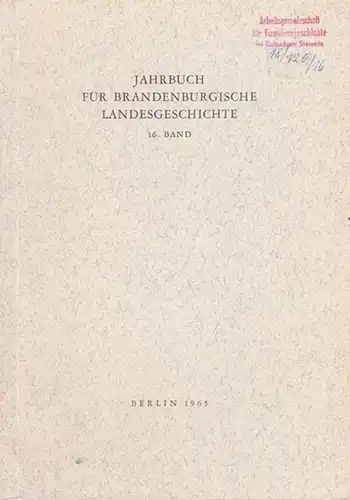 Jahrbuch für Brandenburgische Landesgeschichte.   Felix Escher / Lorenz Friedrich / Dr. Heinz Gebhardt / Eckart Henning / Martin Henning / Gerhard Küchler /.. 