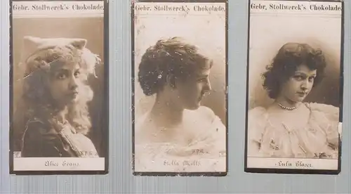 Stollwerck. - Stollwerk. - Chocolade. - Sammelbilder. - Alice Evans / Stella Mills / Lulu Glaser: Stollwerck ( Stollwerk ) - Konvolut mit 3 Porträts: Alice Evans / Stella Mills / Lulu Glaser. 