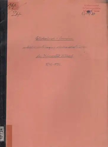 Universität Altdorf - Fritz Stollhoff: Glückwunsch-Carmina anläßlich der Erlangung akademischer Würden der Universität Altdorf 1646 - 1732. Familienkundliche Auswertung von Personalschriften der Universität Erlangen, Sammlung Ltg. II 100 f. 