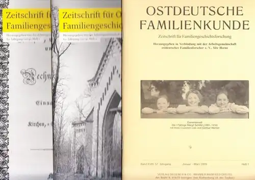 Arbeitsgemeinschaft Ostdeutscher Familenforscher (Hrsg.): 1) Ostdeutsche Familienkunde - Zeitschrift für Familiengeschichtsforschung UND 2) Zeitschrift für Ostdeutsche Familiengeschichte: Es liegen vor: 1): Band XVIII, 55. Jg...