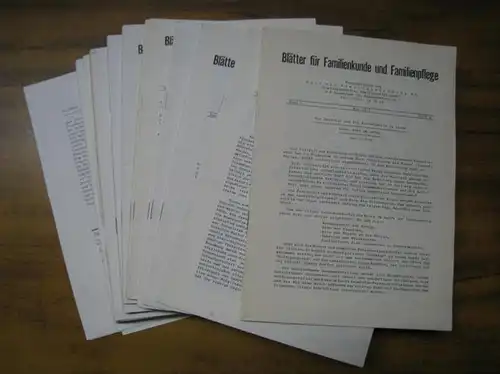 Blätter für Familienkunde und Familienpflege. - Hrsg. : Bund der Familienverbände e. V. - Schriftleiter: Hans Ahrendt u. a. - Beiträge: G. See / Heinz...