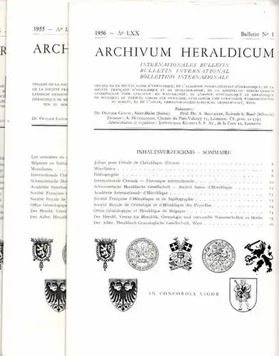 La Société Suisse D´Héraldique (Ed.) - Olivier Clottu, A. Bruckner u.a. (Red.): Archivum Heraldicum.  Konvolut mit 10 Ausgaben aus dem Zeitraum 1955 - 1958...