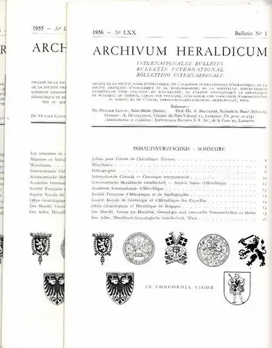 La Société Suisse D´Héraldique (Ed.)   Olivier Clottu, A. Bruckner u.a. (Red.): Archivum Heraldicum.  Konvolut mit 10 Ausgaben aus dem Zeitraum 1955.. 