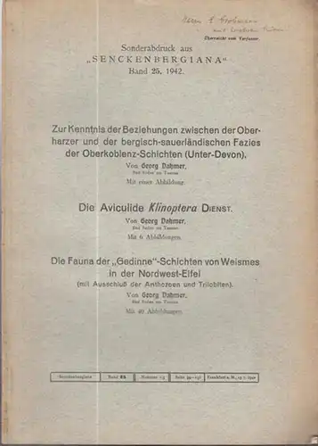 Dahmer, Georg: Zur Kenntnis der Beziehungen zwischen der Oberharzer und der bergisch sauerländischen Fazies der Oberkoblenz   Schichten ( Unter   Devon ).. 