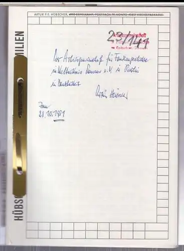 Hübscher, Artur P. E: Ohne Titel ( Hübscher Familien ). - Aus dem Inhalt: Urkundenbuch der Abtei St. Gallen / Basler Bürgerbuch / Berliner und...