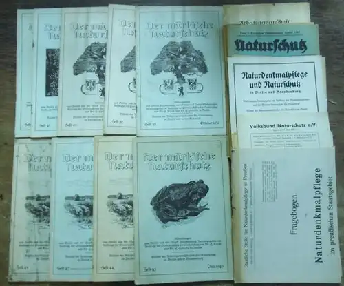 Naturdenkmalpflege und märkische Naturschutz. - Hilzheimer, M. / Klose, H. / Hedicke, H. (Hrsg.): Naturdenkmalpflege und Naturschutz in Berlin und Brandenburg. - Konvolut mit 32...