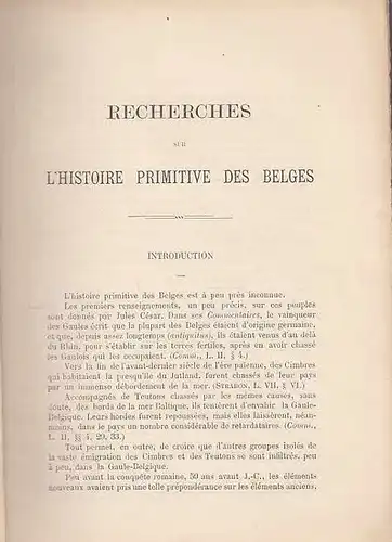[ Van den Bogaert, Colonel: ]: Recherches sur l´histoire primitive des Belges. Les Saga Scandinaves. 