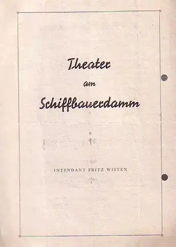 Besetzungszettel zu 'Der Fall Paul Eszterag'. Schauspiel in 7 Bildern. Deutsch von Susanne Imrey. Regie: Fritz Wisten. Bühnenbild: Roman Weyl. Darsteller: Margarethe Kupfer, Peter Schorn.. 