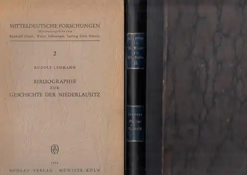 Lehmann, Rudolf - Reinhold Olesch u.a. (Hrsg.): Bände 2 und 3 der Reihe: Bibliographie zur Geschichte der Niederlausitz: 2. Band: (1926 bis 1945 und Nachträge) SOWIE Band 3.  (= Mitteldeutsche Forschungen) UND (= Brandenburgische Bibliographien, Band 3...