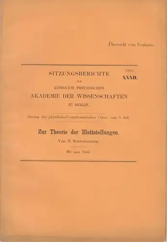 Schwendener. S: Zur Theorie der Blattstellungen. Sitzungsberichte der Königlich Preussischen Akademie der Wissenschaften zu Berlin, 1883, XXXII. 
