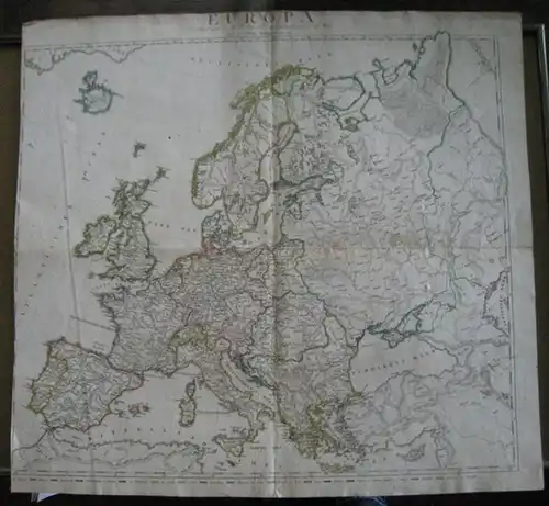 Europa.   Mare, Carl (Kupferstecher) / Schmidt, Johann Marius Friedrich ( Zeichner) / Schropp, Simon (Hrsg.): Grenzcolorierte Kupferstichkarte von Europa. Auf der Karte: Portugal.. 