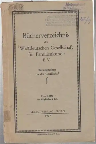 Bücherverzeichnis der Westdeutschen Gesellschaft für Familienkunde