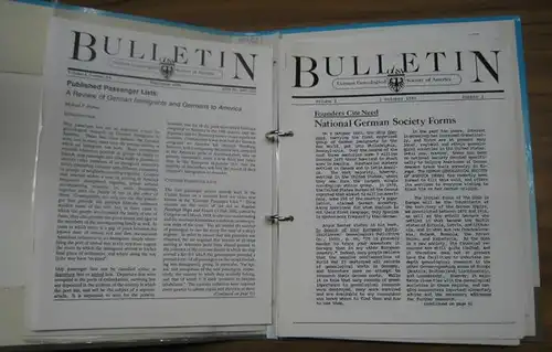 Bulletin. - German Genealogical Society of America ( GGSA ). - Lois Habel Burlo / Michael P. Palmer and others: Bulletin 1986 - 1990, Volumes 1 - 4, almost complete. - Contains: Volume 1, number 1 - 3 ( October - December 1986 ) / Vol. II, No. 5 - 12 ( Ma