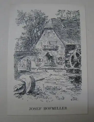 Hofmiller, Josef: ExLibris Josef Hofmiller nach einem Entwurf von C. Sch. (?), eigenhändiger Namenszug sowie An- und Unterstreichungen und einige Anmerkungen möglicherweise ebenfalls von Hofmiller.