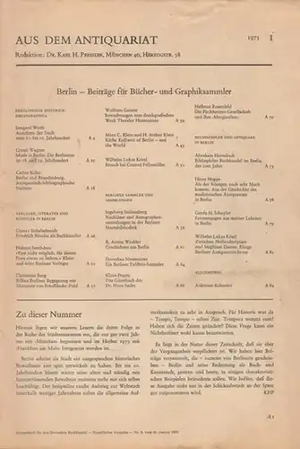 Börsenblatt für den Deutschen Buchhandel.   Aus dem Antiquariat.   Red.: Karl H. Pressler.   Beiträge: Irmgard Wirth / Gretel Wagner /.. 