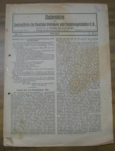 Zentralstelle für deutsche Personen- und Familiengeschichte e. V. - Deutsches Familien - Archiv. - Jeremann, von Gebhardt, Otto Tabbert u. a: Konvolut der Jahre 1924...