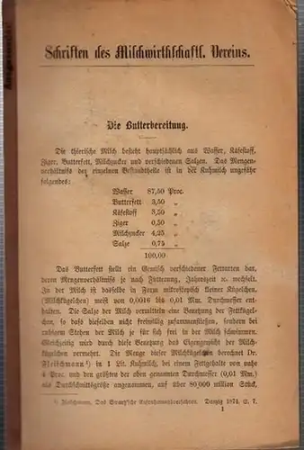 Milchwirtschaftlicher Verein (Hrsg.): Die Butterbereitung. Schriften des Milchwirthschaftlichen Vereins. 