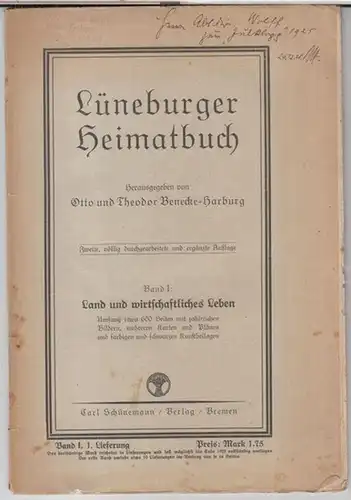 Lüneburg. - Heimatbuch. - Herausgeber: Otto und Theordor Benecke. - J. Stoller: Geologische Verhältnisse und erdgeschichtliche Entwicklung der Lüneburger Heide. - In: Lüneburger Heimatbuch. Band I - Land und wirtschaftliches Leben, 1. Lieferung. 