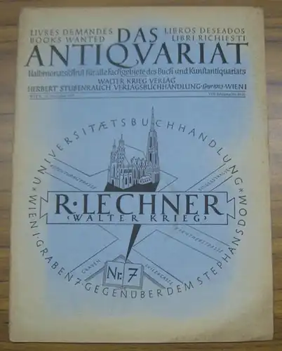 Antiquariat, Das.   A. R. A. Hobson / Paul Leroy / Hermann Vogel u. a: Das Antiquariat. 10. November 1952, Nr. 21 / 22.. 