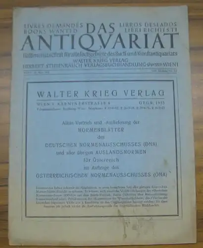 Antiquariat, Das. - Hermann R. Leber über Josef Weinheber / Walter Krieg / Hanns Arens / Georg Wirth u. a: Das Antiquariat. 10. März 1952...