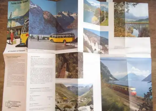 Schweiz: Ferien in der Schweiz mit Eisenbahn und Alpenpost. Geographische Karte im Maßstab 1:600 000. Herausgeber: Schweizerische Bundesbahn und PTT-Betriebe. 