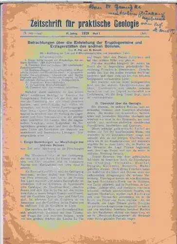 Donath, M. / Pilz, R.   Zeitschrift für praktische Geologie: Betrachtungen über die Entstehung der Eruptivgesteine und Erzlagerstätten des andinen Bolivien.   In:.. 