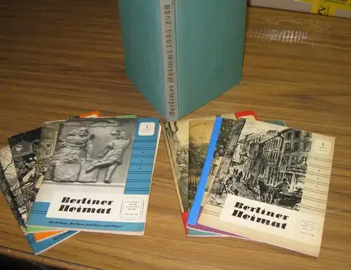 Berliner Heimat. - Leupold, Hermann (Hrsg.): Berliner Heimat. Jahrgänge 1955 - 1958 komplett. Zeitschrift für die Geschichte Berlins. Mit Beilage 'Berliner Ansichten und Pläne.' Jahrgänge 1955 und 1956, jeweils mit den Heften 1 - 4, gebunden in einem B...