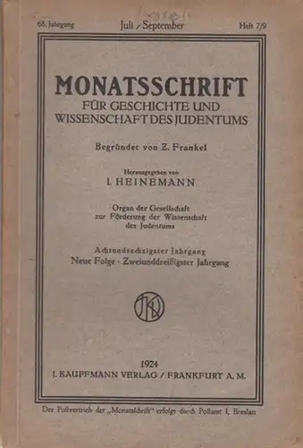 Gesellschaft zur Förderung der Wissenschaft des Judentums.   Begründer: Z. Frankel.   Herausgeber: I. Heinemann.   Beiträge: Albert Lewkowitz über Moritz Lazarus.. 