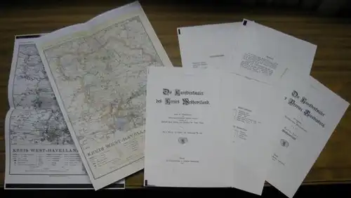 Havelland.   Goecke, Theodor (Schriftleiter).   Paul Eichholz Willy und Spatz: Farbige Karte des Kreis Westhavelland in KOPIE.   Aus: Die Kunstdenkmäler.. 