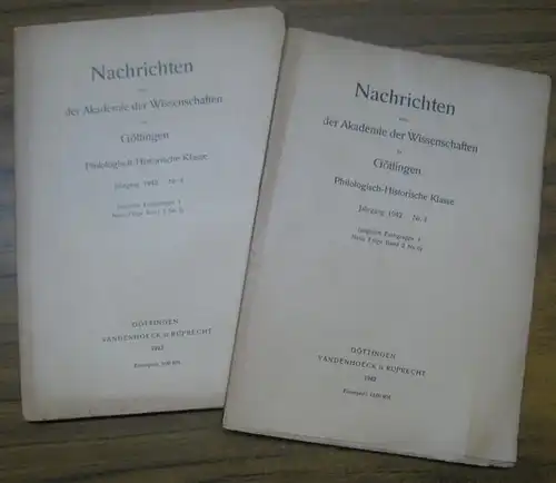 Akademie der Wissenschaften in Göttingen. - Eduard Hermann: Probleme der Frage, I. und II. Teil. - In: Jahrgang 1942, Nr. 3 und 4 der Nachrichten...