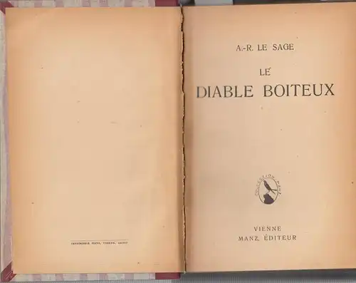 Le Sage, A(lain)- R(ene): Le Diable Boiteux ( Collection Manz - direction Litteraire M. A. Gondry ). 