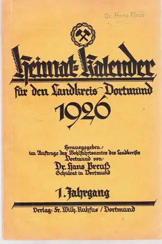 Heimatkalender 1926. Heimat-Kalender für den Landkreis Dortmund 1926
