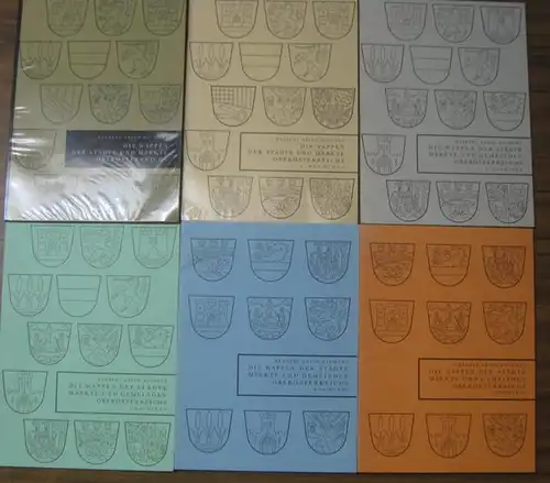 Baumert, Herbert Erich - Franz Pfeffer (Hrsg.): Die Wappen der Städte und Märkte Oberösterreichs. Grundwerk sowie Nachtrag 1 - 5 in 5 Broschuren. 