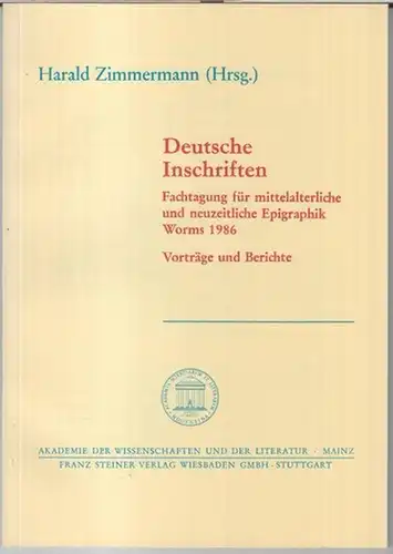 Zimmermann, Harald ( Herausgeber ). - Beiträge: Friedrich Karl Azzola / Otto Böcher / Gottfried Kiesow / Rudolf Lenz / Ernst Schubert u. a: Deutsche...