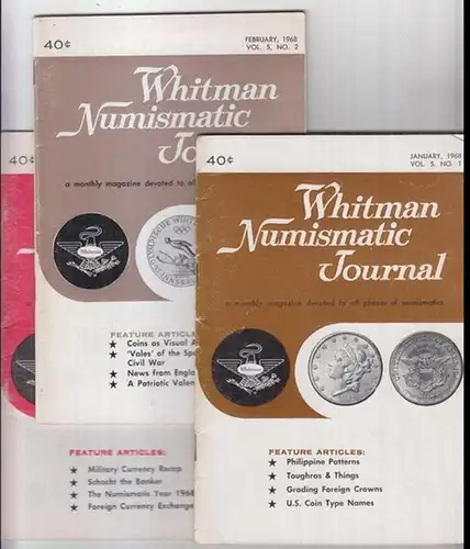 Whitman Numismatic Journal. - Ed.: R. S. Yeoman / K. E. Bressett. - Neil Shafer / Kenneth Graeber / Richard A. Banyai about Hjalmar Schacht. - and others: Whitman Numismatic Journal. Vol. 5, 1968: numbers 1, 2 and 12 ( Januaray, february and december ). -