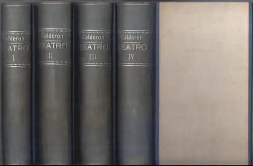 Calderon de la Barca. - Garcia Ramon: Teatro de Calderon de la Barca, completo en 4 libros. Con un estudio critico-biografico y apuntes historicos y bibliograficos sobre cada comedia. - Tomo I y II: Dramas. Tomo III y IV: Comedias. 