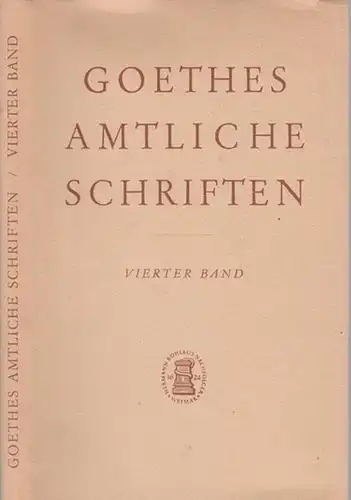 Goethe, Johann Wolfgang von.- Helma Dahl (Bearb.) - Staatsarchiv Weimar /Hrsg.): Goethes amtliche Schriften, vierter Band - Register. Veröffentlichung des Staatsarchivs Weimar. 