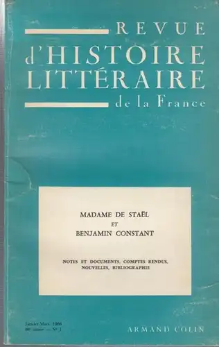 Revue d' Histoire Littéraire de la France.   Pommier, Jean / Pierre Georges Castex / René Pomeau / Claude Pichois (Réd.): Madame de Stael.. 