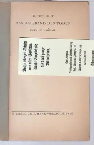 Das Halsband des Todes. Kriminal-Roman