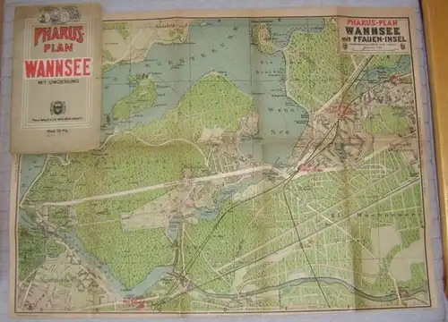 Pharus. - Berlin Wannsee: Pharus-Plan Wannsee mit Pfauen-Insel. - Maßstab 1 : 17 500. 