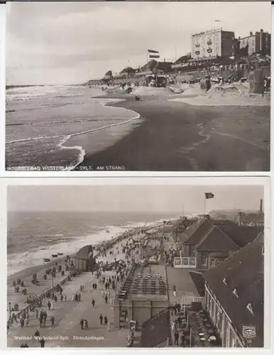 Westerland - Sylt: Konvolut mit 2 Postkarten: Nordseebad Westerland - Sylt, am Strand / Weltbad Westerland - Sylt, Strandanlagen. 