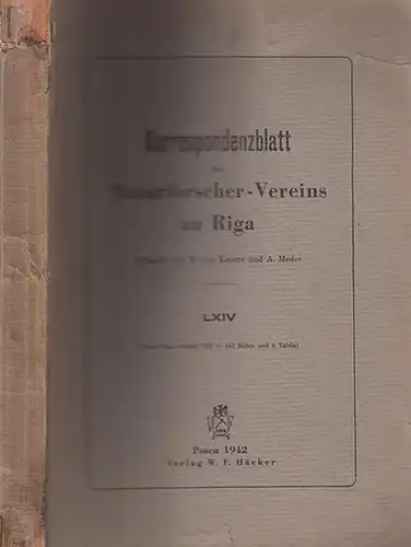 Korrespondenzblatt / H. von Knorre, A. Meder (Red.): Korrespondenzblatt LXIV des Naturforscher-Vereins zu Riga. 